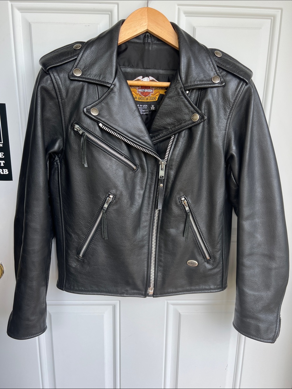 Ladies Harley-Davidson Black Leather Moto Jacket XS